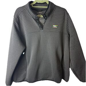 LL Bean Airlight Knit Pullover Womens Size 3X Ribbed 1/4 Snap Black Dark Gray